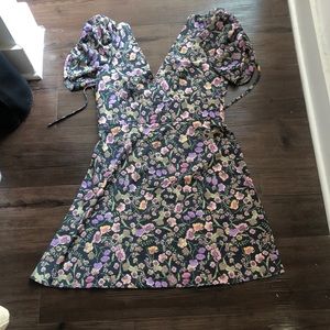 Topshop floral mini dress with puff sleeves